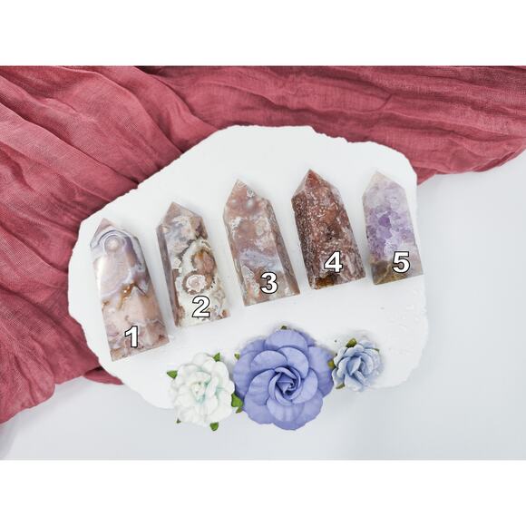Flower Agate Amethyst Crystal Towers New Beginnings - Picture 2 of 9